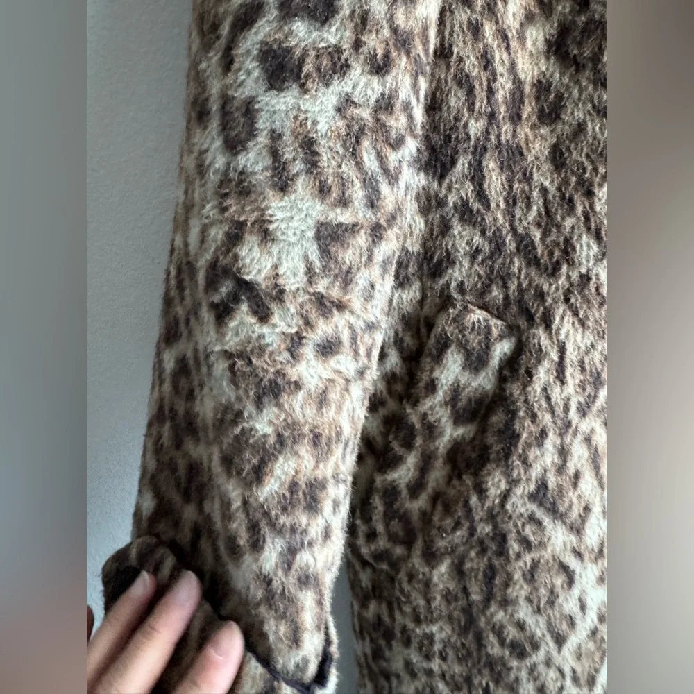 J Crew Topcoat In Double Leopard Wool Blend Winter Preppy City Wear size 12 - Picture 3 of 7